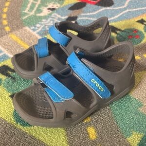 CROCS Kids Sandals - Gray with Blue Straps